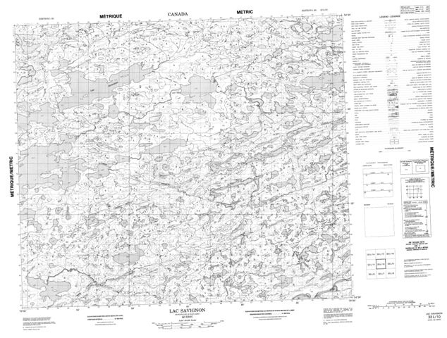 Lac Savignon Topographic map 033L10 at 1:50,000 Scale