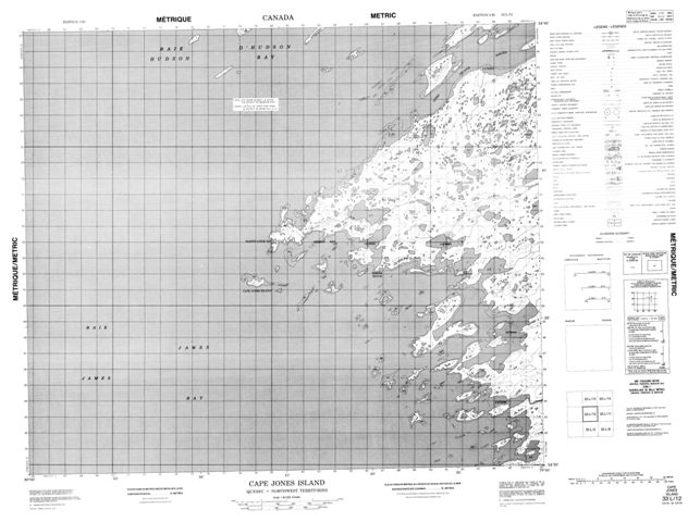Cape Jones Island Topographic map 033L12 at 1:50,000 Scale