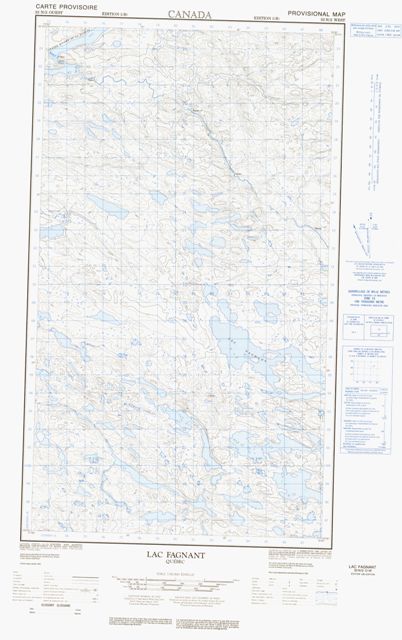 Lac Fagnant Topographic map 033N02W at 1:50,000 Scale