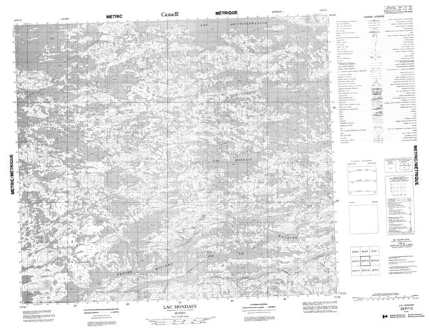 Lac Mondain Topographic map 033P15 at 1:50,000 Scale