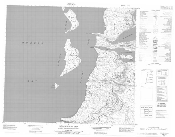 Belanger Island Topographic map 034C02 at 1:50,000 Scale