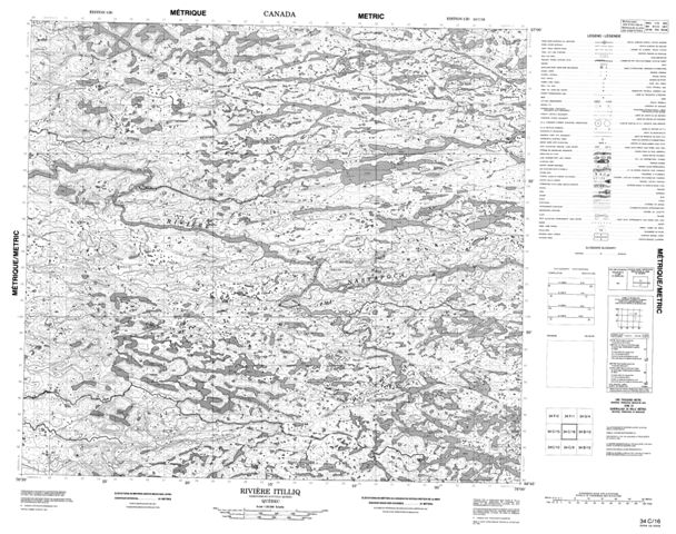 Riviere Itilliq Topographic map 034C16 at 1:50,000 Scale