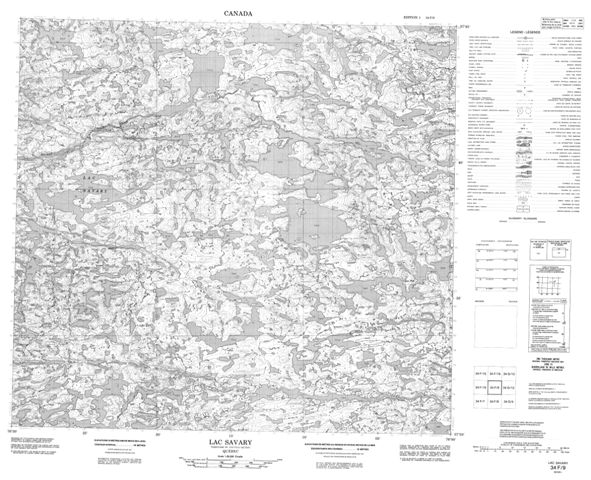 Lac Savary Topographic map 034F09 at 1:50,000 Scale