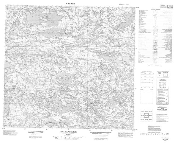 Lac Kapisililik Topographic map 034F16 at 1:50,000 Scale