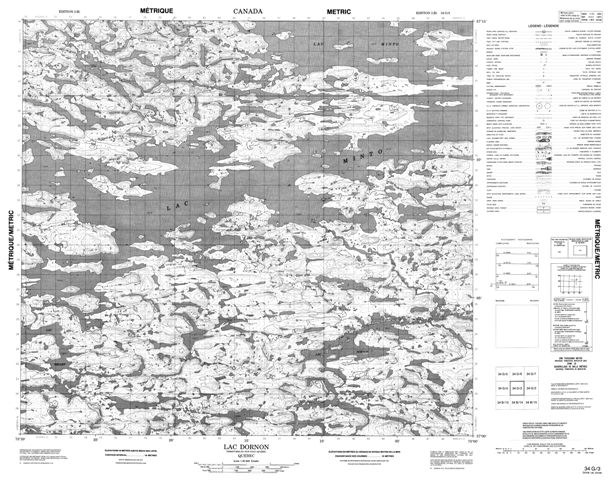 Lac Dornon Topographic map 034G03 at 1:50,000 Scale