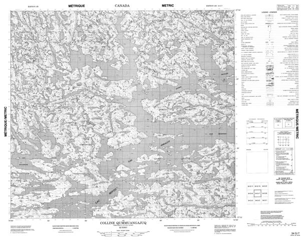 Colline Qummuangajualuk Topographic map 034G07 at 1:50,000 Scale