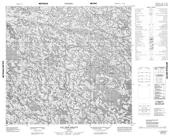 Lac Descareaux Topographic map 034G15 at 1:50,000 Scale