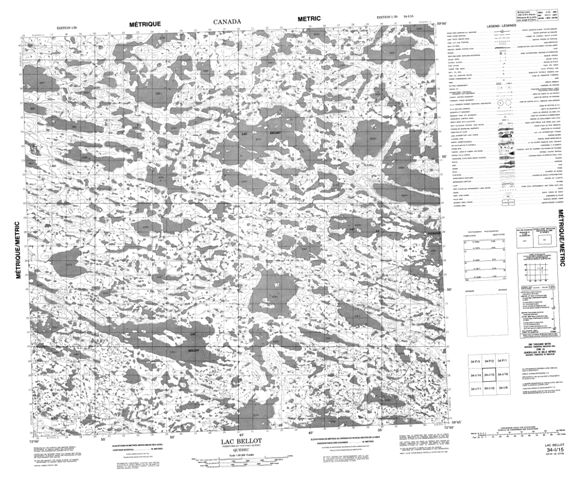 Lac Bellot Topographic map 034I15 at 1:50,000 Scale