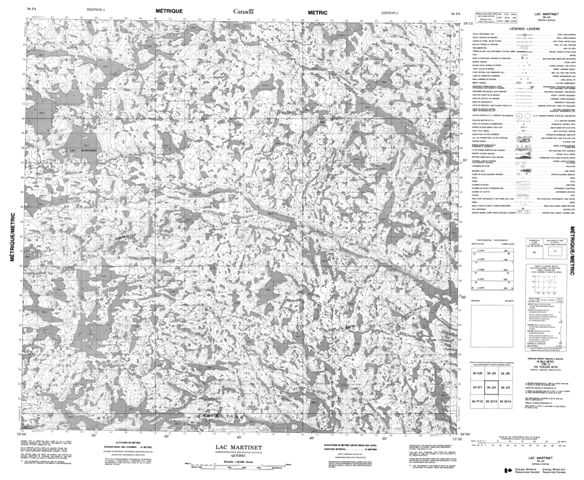 Lac Martinet Topographic map 034J04 at 1:50,000 Scale