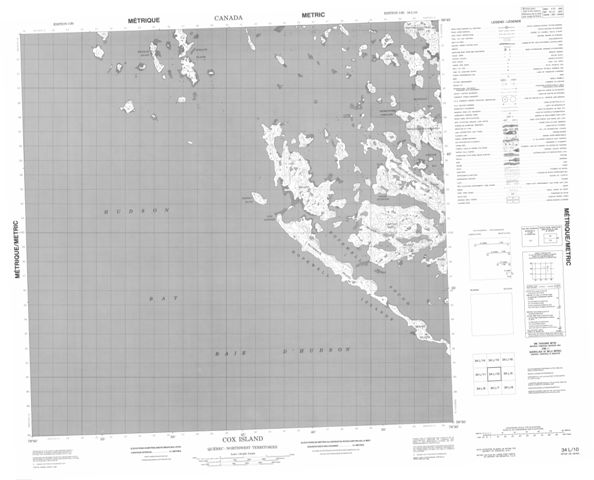 Cox Island Topographic map 034L10 at 1:50,000 Scale