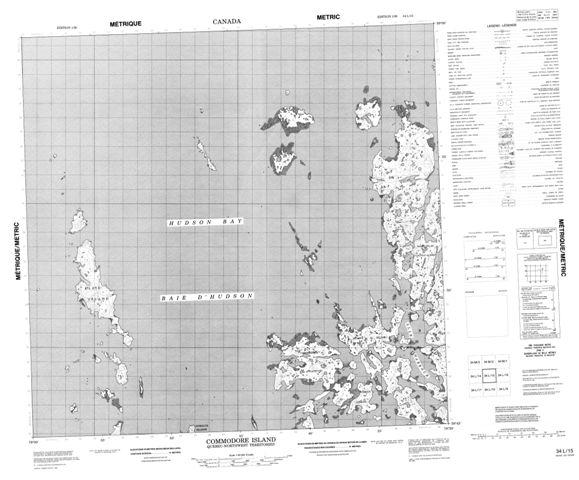 Commodore Island Topographic map 034L15 at 1:50,000 Scale