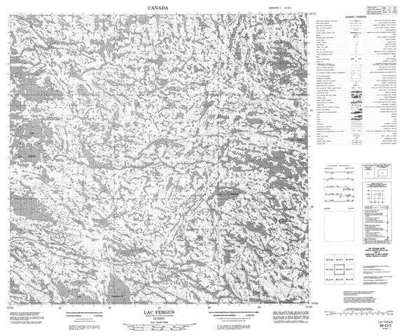 Lac Fergus Topographic map 034O02 at 1:50,000 Scale
