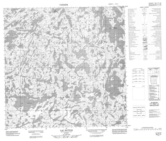 Lac Button Topographic map 034P12 at 1:50,000 Scale