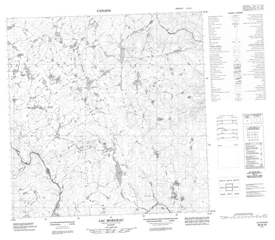 Lac Morijeau Topographic map 035A10 at 1:50,000 Scale