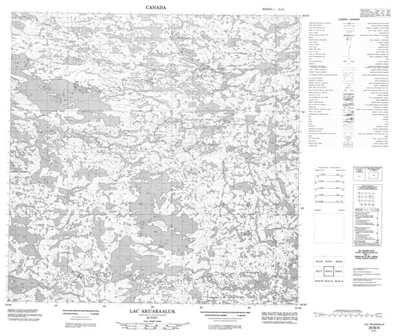 Lac Akuaraaluk Topographic map 035B04 at 1:50,000 Scale