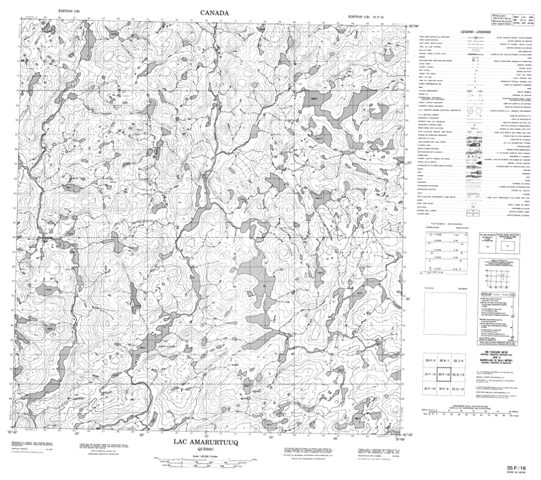 Lac Amarurtuuq Topographic map 035F16 at 1:50,000 Scale