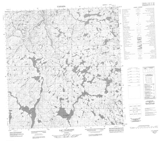 Lac Charlery Topographic map 035H01 at 1:50,000 Scale