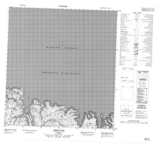 Erik Cove Topographic map 035K11 at 1:50,000 Scale