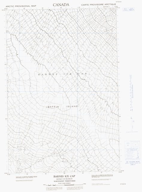 Barnes Ice Cap Topographic map 037E02W at 1:50,000 Scale