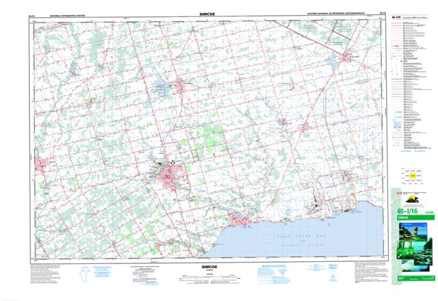 Simcoe Topographic map 040I16 at 1:50,000 Scale
