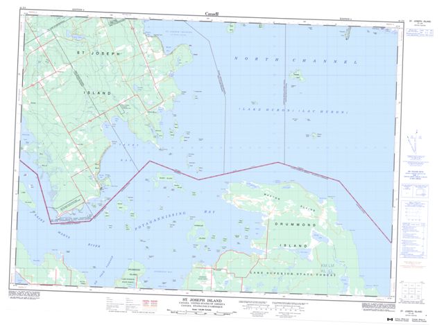 St Joseph Island Topographic map 041J04 at 1:50,000 Scale