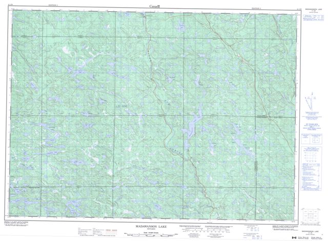 Madawanson Lake Topographic map 041J09 at 1:50,000 Scale