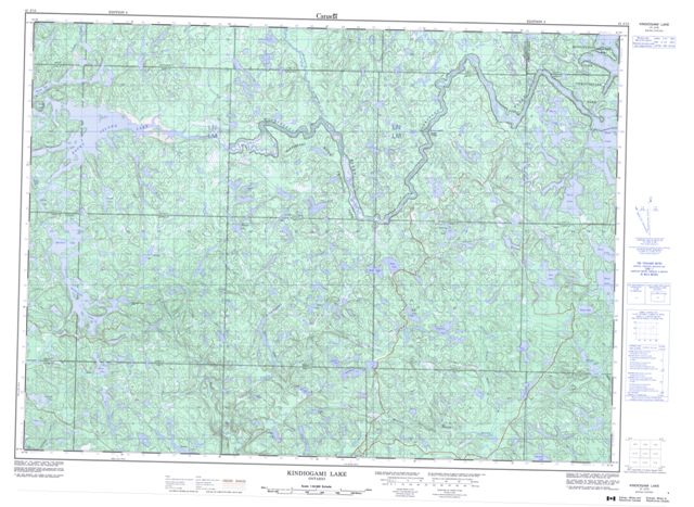 Kindiogami Lake Topographic map 041J15 at 1:50,000 Scale