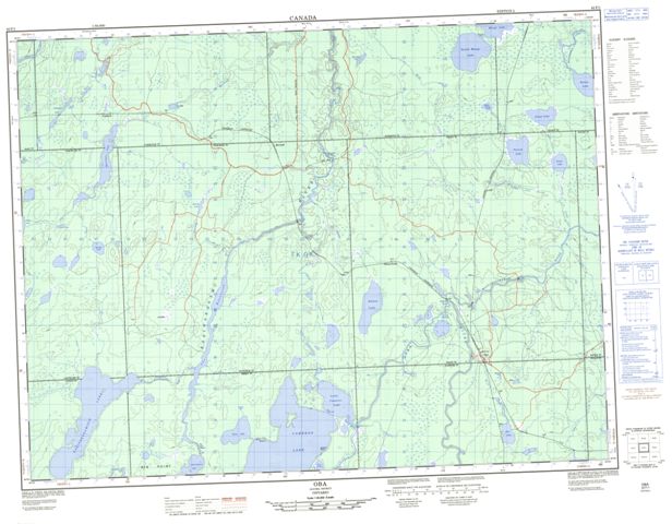 Oba Topographic map 042F01 at 1:50,000 Scale