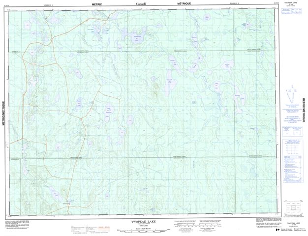 Twopeak Lake Topographic map 042H08 at 1:50,000 Scale