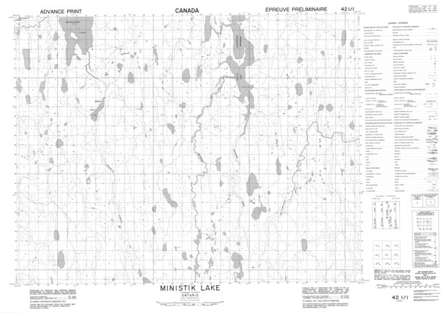 Ministik Lake Topographic map 042I01 at 1:50,000 Scale