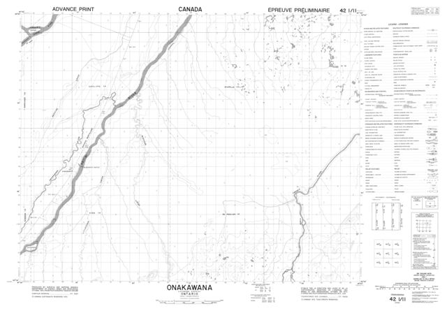 Onakawana Topographic map 042I11 at 1:50,000 Scale