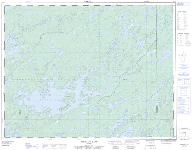 Esnagami Lake Topographic map 042L07 at 1:50,000 Scale