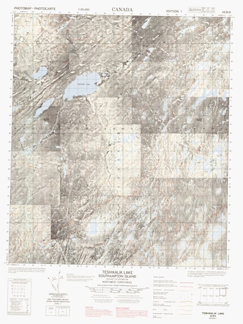 Teshikalik Lake Topographic map 046B08 at 1:50,000 Scale