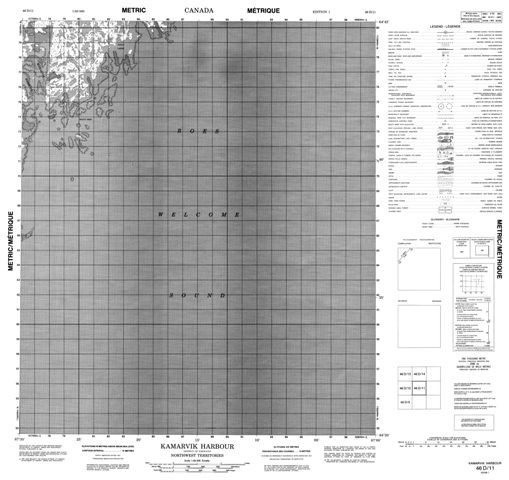 Kamarvik Harbour Topographic map 046D11 at 1:50,000 Scale
