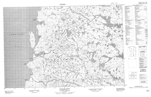 Mackar Inlet Topographic map 047B07 at 1:50,000 Scale
