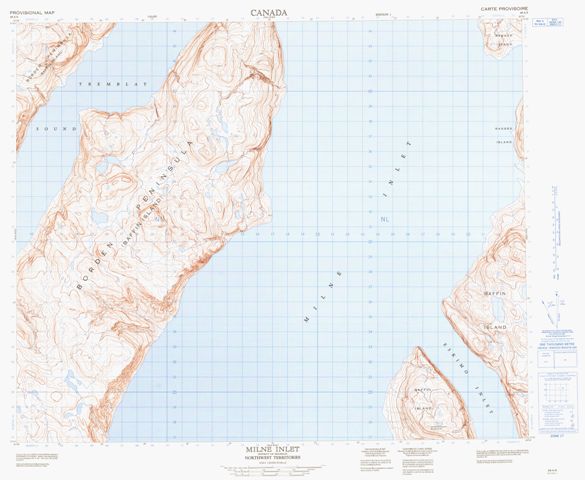 Milne Inlet Topographic map 048A08 at 1:50,000 Scale