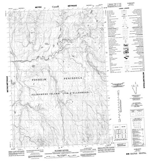 Slidre River Topographic map 049G16 at 1:50,000 Scale