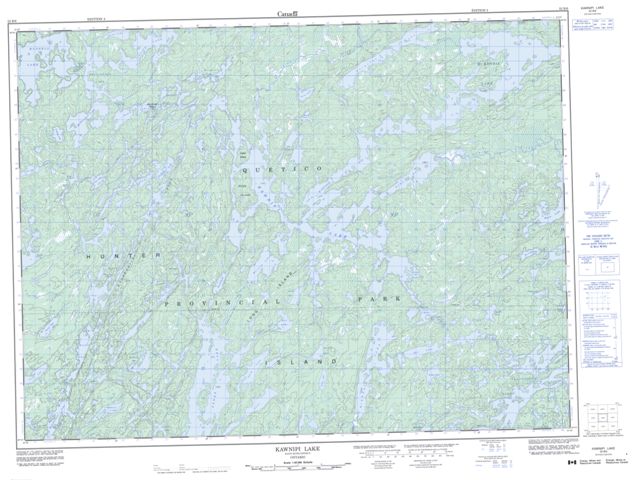 Kawnipi Lake Topographic map 052B06 at 1:50,000 Scale