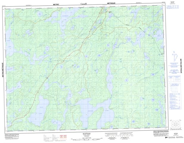Mattabi Topographic map 052G11 at 1:50,000 Scale