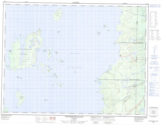 Shakespeare Island Topographic map 052H09 at 1:50,000 Scale