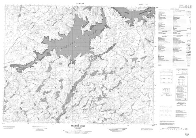 Mojikit Lake Topographic map 052I09 at 1:50,000 Scale