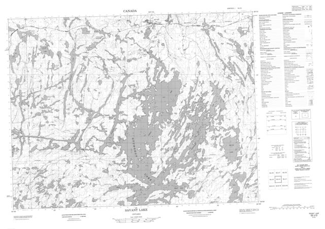 Savant Lake Topographic map 052J02 at 1:50,000 Scale