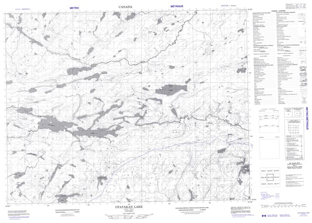 Otatakan Lake Topographic map 052J13 at 1:50,000 Scale