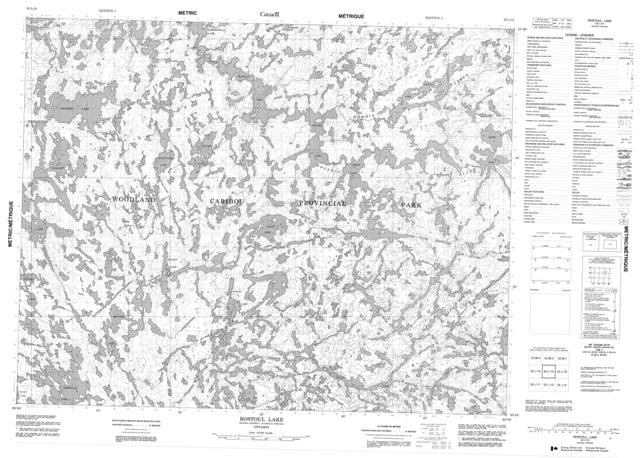 Rostoul Lake Topographic map 052L15 at 1:50,000 Scale