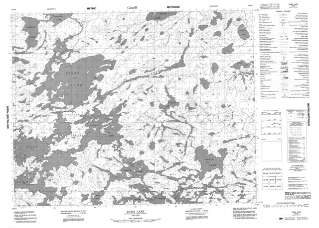 Zionz Lake Topographic map 052O05 at 1:50,000 Scale