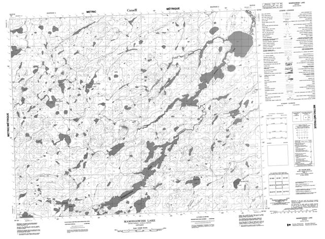 Mamiegowish Lake Topographic map 052O16 at 1:50,000 Scale