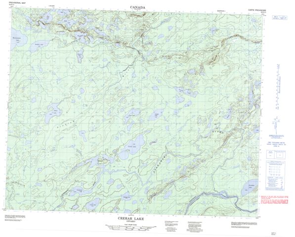 Crerar Lake Topographic map 052P11 at 1:50,000 Scale