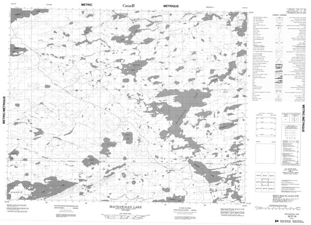 Machawaian Lake Topographic map 052P16 at 1:50,000 Scale