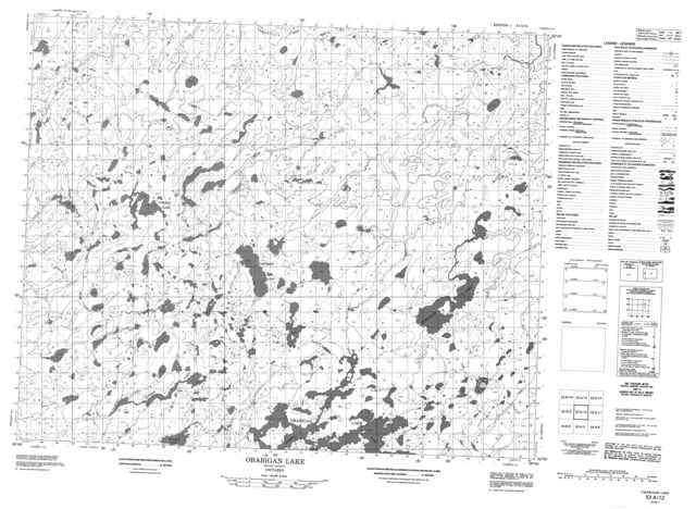 Obabigan Lake Topographic map 053A12 at 1:50,000 Scale
