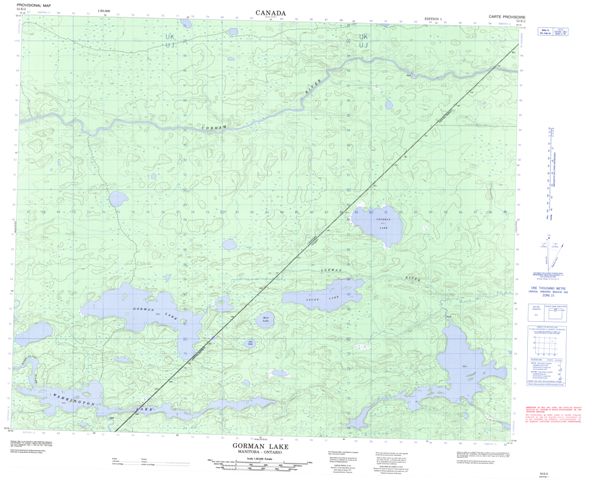 Gorman Lake Topographic map 053E02 at 1:50,000 Scale